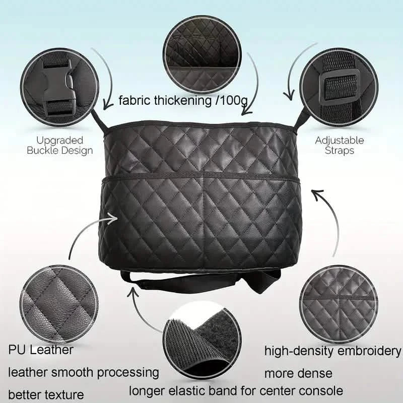 Stylish PU Leather Handbag Car-Mounted Storage Bag Automotive - Tophatter Daily Deals