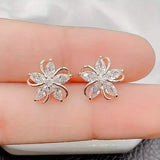 Stylish Zirconia Petal Flower Stud Earrings Earrings - Tophatter Daily Deals
