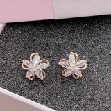 Stylish Zirconia Petal Flower Stud Earrings Earrings - Tophatter Daily Deals
