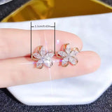 Stylish Zirconia Petal Flower Stud Earrings Earrings - Tophatter Daily Deals