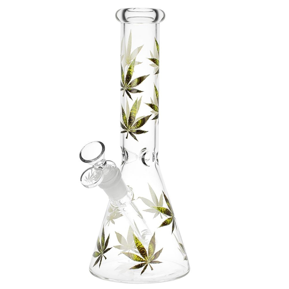 Stylized Leaf Glow Beaker Bong Bongs - Tophatter Daily Deals