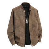 Men Suede Coats Moto Autumn Waterproof Soft Shell Coats Brown Men Jackets - Tophatter Daily Deals