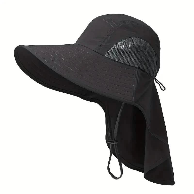 Summer Beach Neck Sunscreen Hat Black Outdoor Recreation - Tophatter Daily Deals