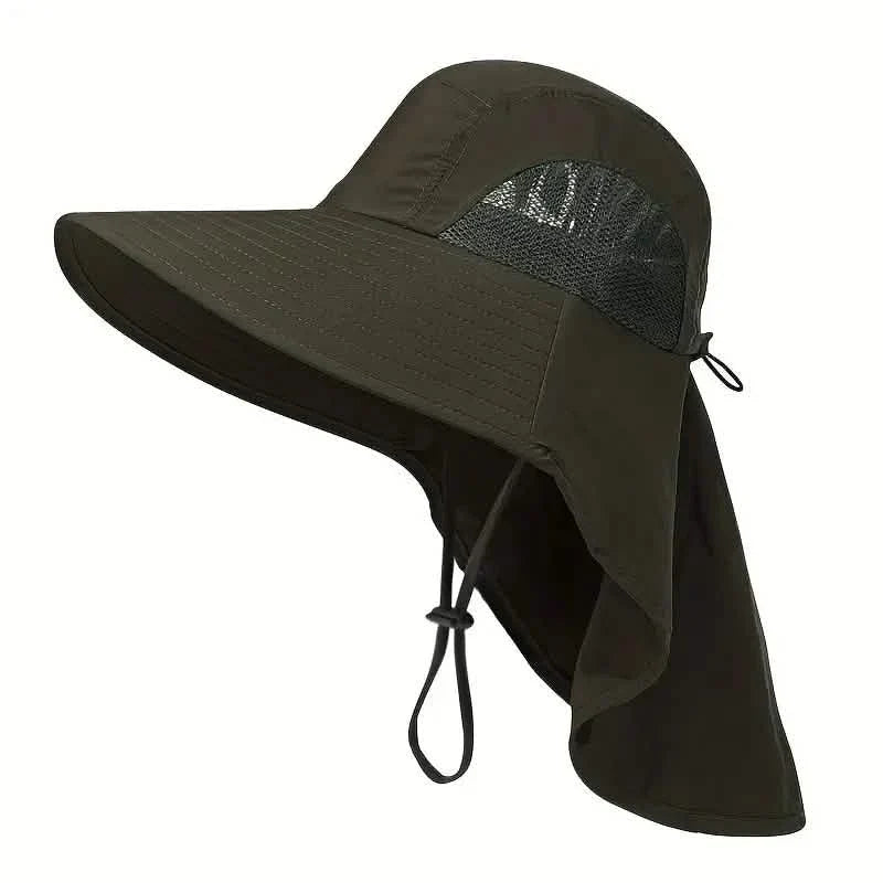 Summer Beach Neck Sunscreen Hat Dark Gray Outdoor Recreation - Tophatter Daily Deals