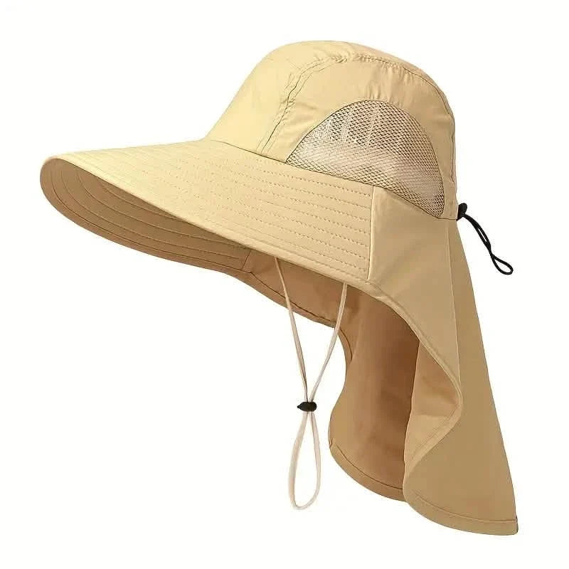 Summer Beach Neck Sunscreen Hat Khaki Outdoor Recreation - Tophatter Daily Deals