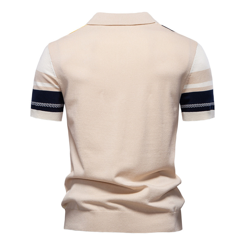 Summer Casual Knit Breathable Striped Blouse Men's Clothing - Tophatter Daily Deals