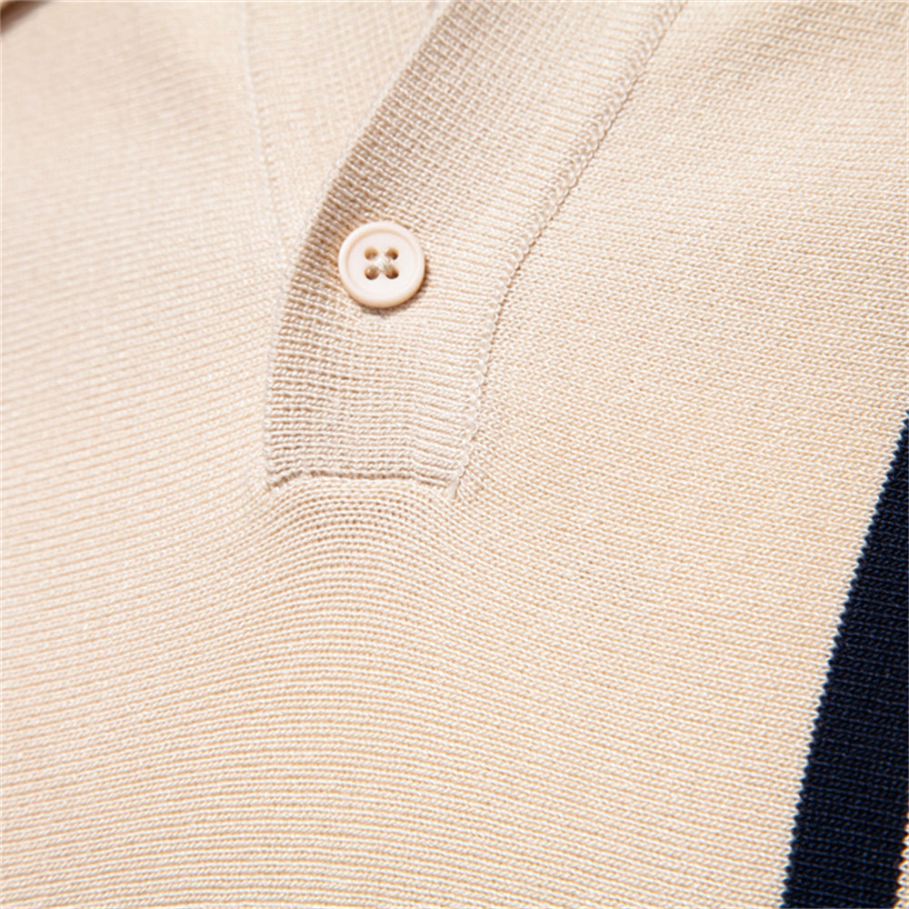 Summer Casual Knit Breathable Striped Blouse Men's Clothing - Tophatter Daily Deals
