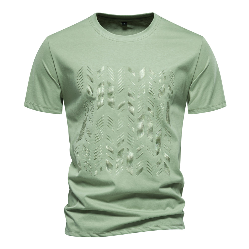 Summer Cool Cotton Blend T-shirt For Men Green Men's Clothing - Tophatter Daily Deals