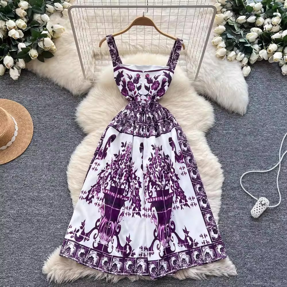 Summer Holiday Purple Flower Mini Dress Mini Dresses - Tophatter Daily Deals