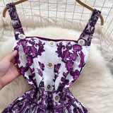 Summer Holiday Purple Flower Mini Dress Mini Dresses - Tophatter Daily Deals