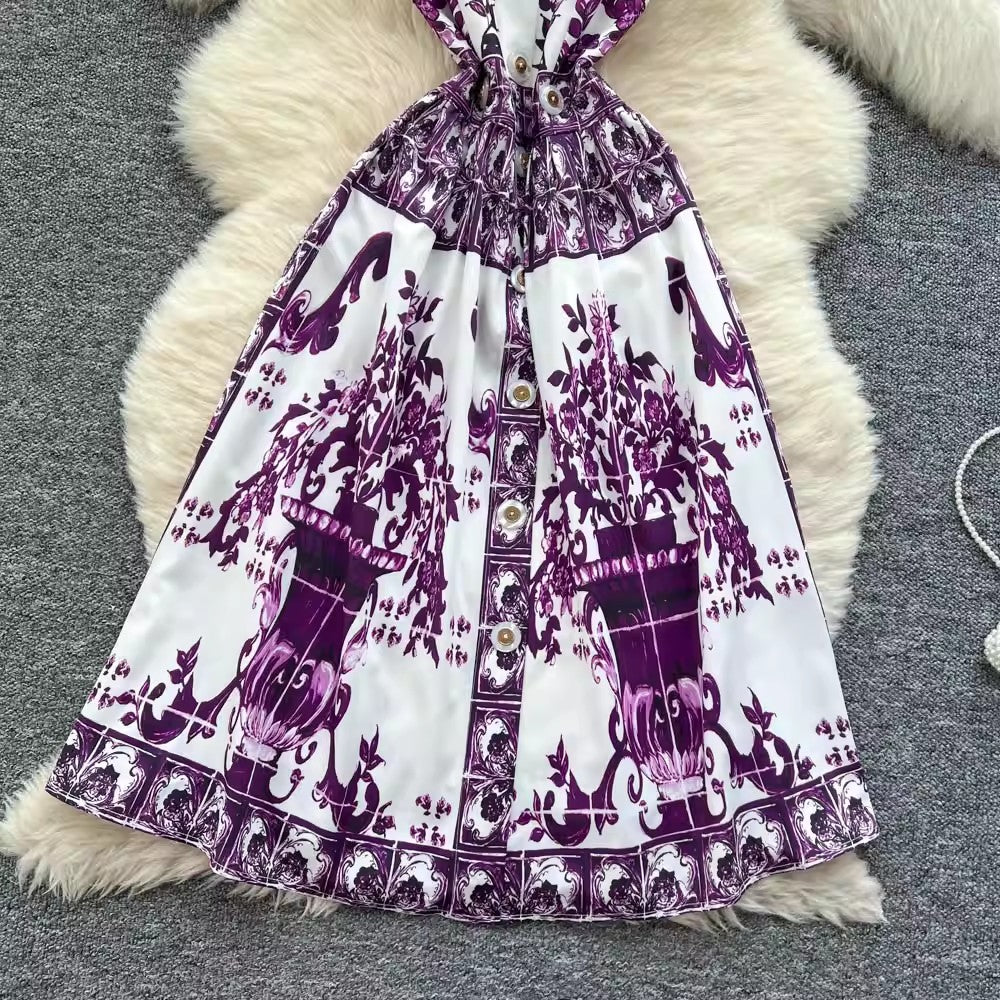 Summer Holiday Purple Flower Mini Dress Mini Dresses - Tophatter Daily Deals
