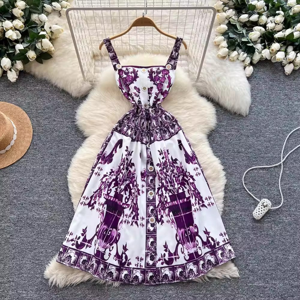Summer Holiday Purple Flower Mini Dress Purple Mini Dresses - Tophatter Daily Deals