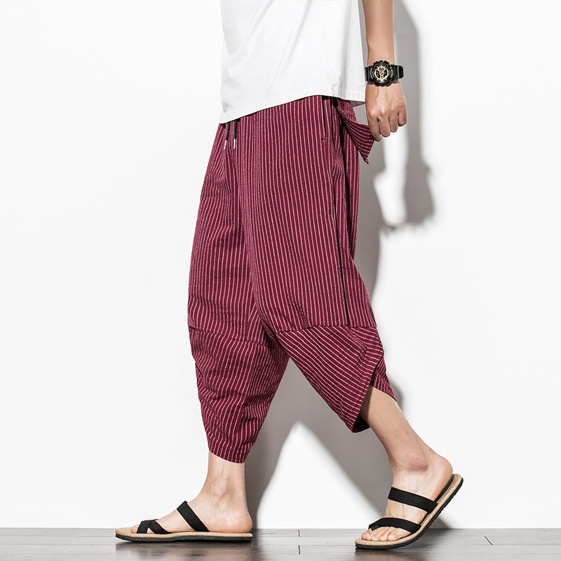 Summer Men Casual Hip Hop Trousers Wine Red Pants - Tophatter Daily Deals