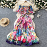 Summer Off Shoulder Gorgeous Flower Holiday Dress Maxi Dresses - Tophatter Daily Deals