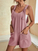 Casual Summer Short Rompers Pink Jumpsuit - Tophatter Daily Deals