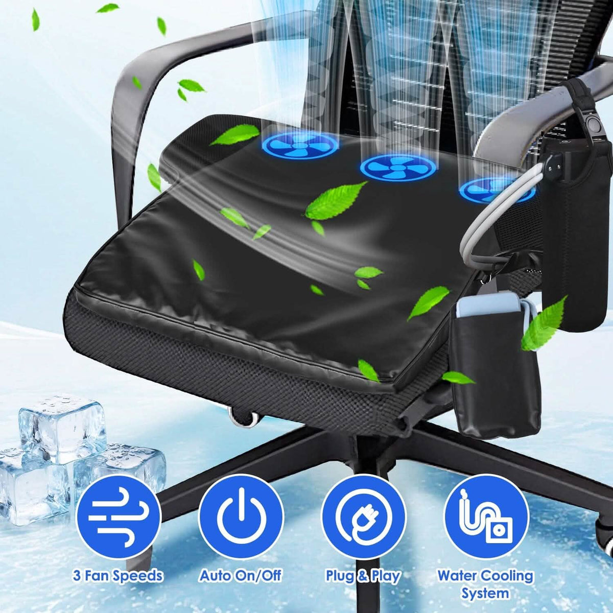 Summer Water Cooling System Seat Cushion with Fans 3 Speeds Automotive - Tophatter Daily Deals