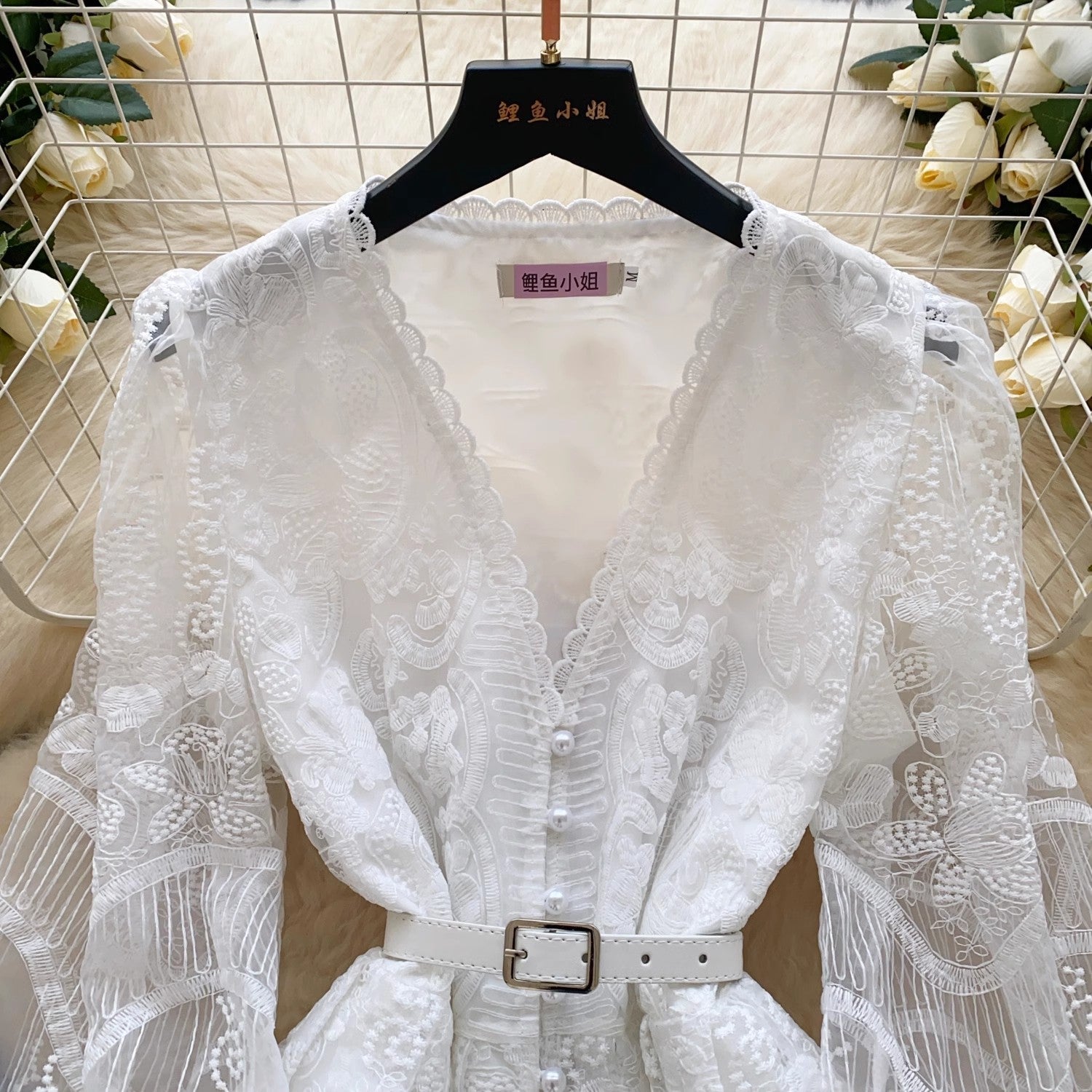 Summer White Lace Embroidery Flower Mini Party Dresses Mini Dresses - Tophatter Daily Deals