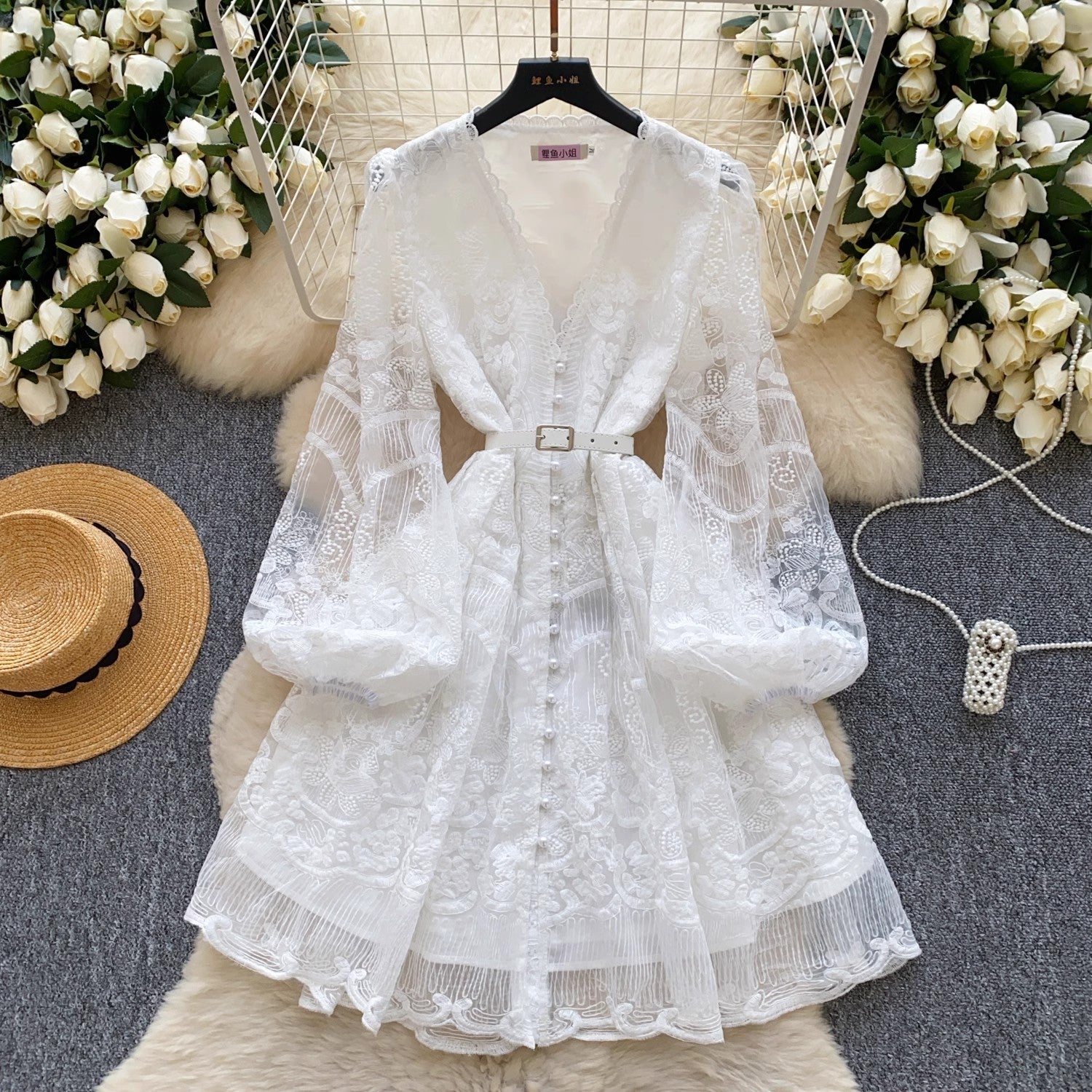 Summer White Lace Embroidery Flower Mini Party Dresses White Mini Dresses - Tophatter Daily Deals