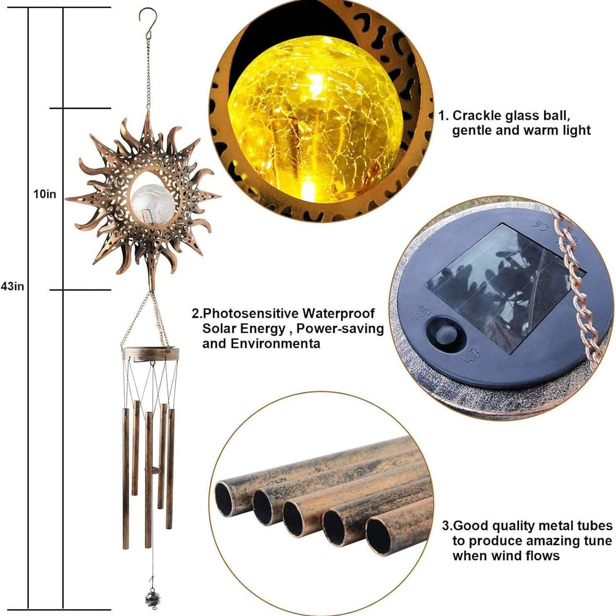 Sun Solar Wind Chimes Garden & Patio - Tophatter Daily Deals