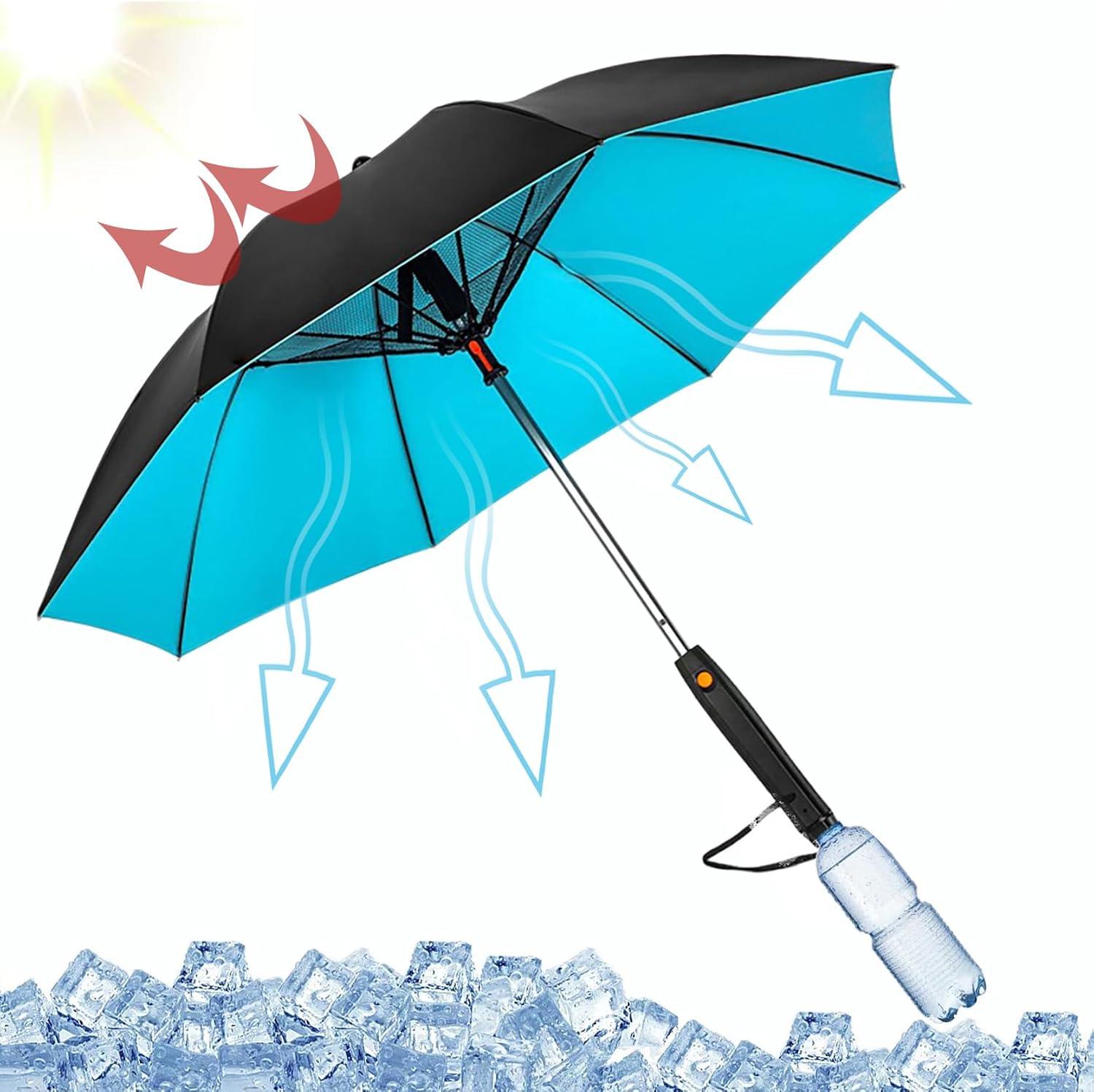 Sun Protection Umbrella - UV Blocking Umbrella With Fan 3 in 1 With Sun Umbrella For Travel Fishing Hot Blue Accessories - Tophatter Daily Deals