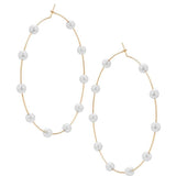 Super Huge Circle Pearls Earrings Thin Dangle Gold Earrings - Tophatter Daily Deals