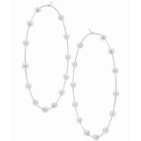 Super Huge Circle Pearls Earrings Thin Dangle Silver Earrings - Tophatter Daily Deals