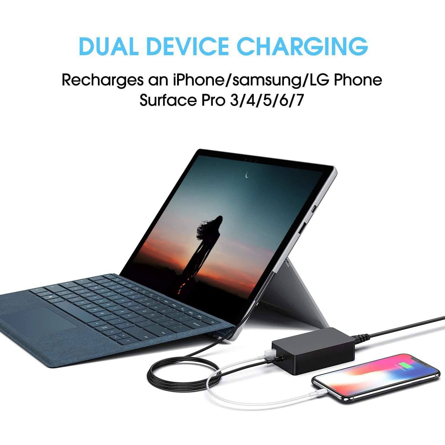 Surface Pro Charger 65W for Surface Pro 3/4/5/6/7 Charger - Tophatter Daily Deals