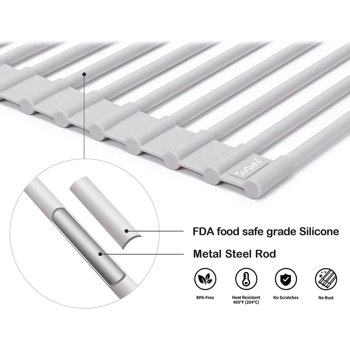 Surpahs over the Sink Multipurpose Roll-Up Dish Drying Rack Kitchen Storage - Tophatter Daily Deals