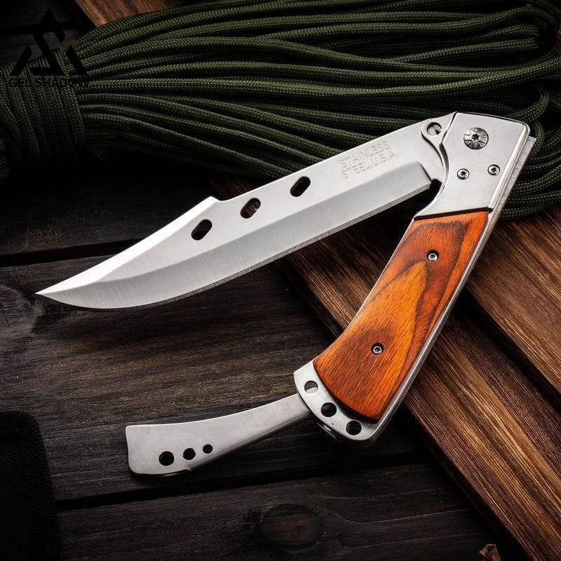 10.5" Large Folding Knife with Rosewood Handle-GS31 Pocket Knives - Tophatter Daily Deals
