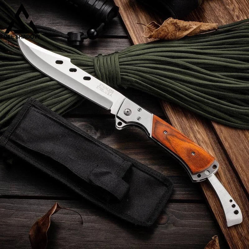 10.5" Large Folding Knife with Rosewood Handle-GS31 Wood Pocket Knives - Tophatter Daily Deals