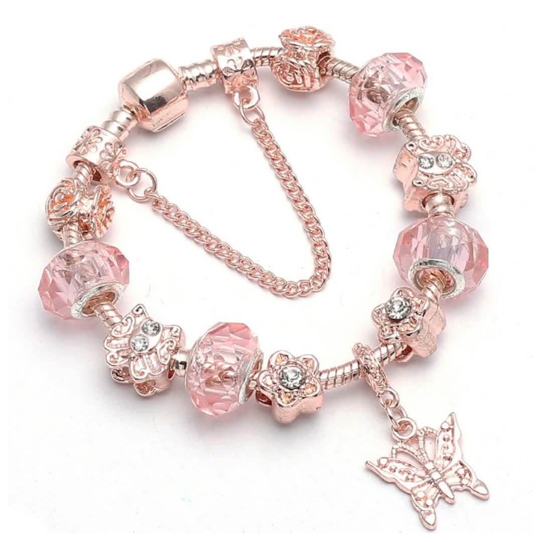 Swarovski Crystal Murano Butterfly Bracelet in 14K Rose Gold Bracelets - Tophatter Daily Deals