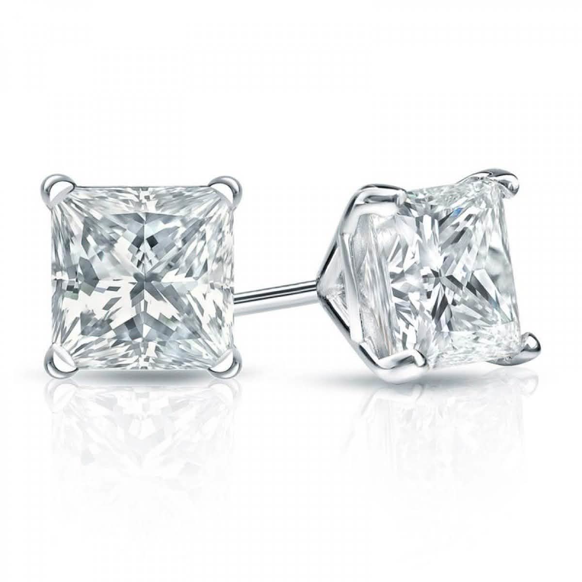 Swarovski Crystals Princess-Cut Stud Earrings Earrings - Tophatter Daily Deals