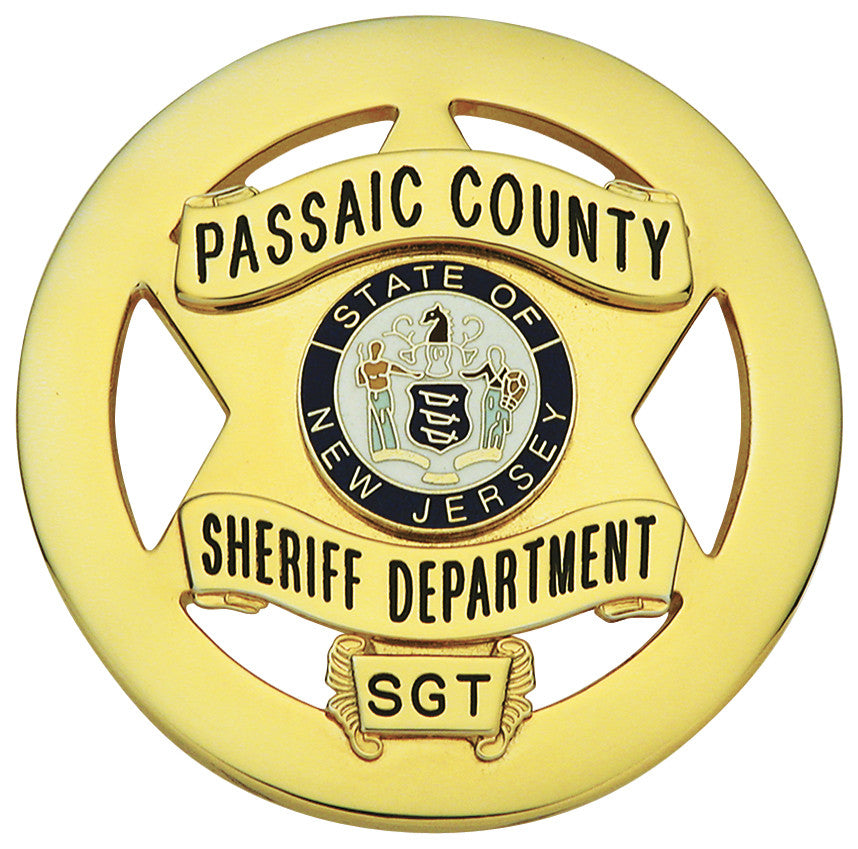 SWB101 - Custom Engraved Badge - Tophatter's Weapons'N'Deals Circular 6 & 7 Point Stars - Tophatter Daily Deals