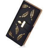 Sweet Cute Women's Long Leaf Bifold Wallet Black Handbags & Wallets - Tophatter Daily Deals