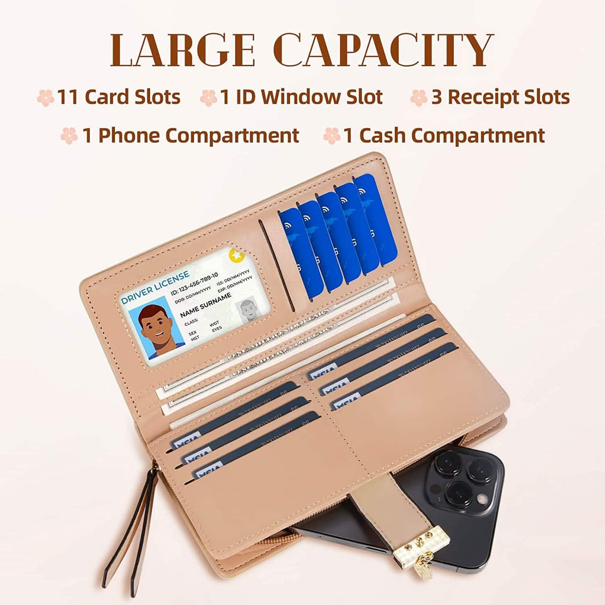 Sweet Cute Women's Long Leaf Bifold Wallet Handbags & Wallets - Tophatter Daily Deals