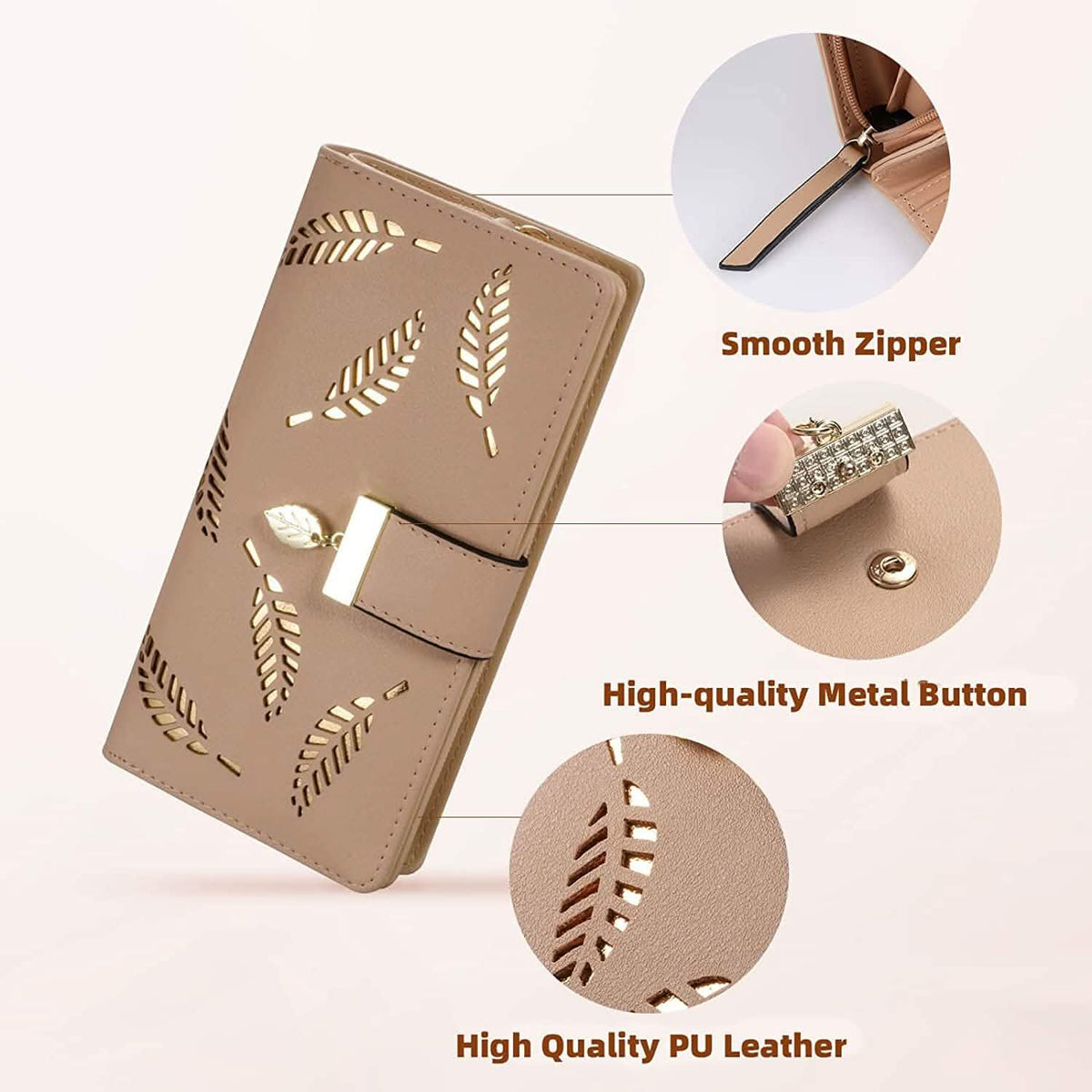 Sweet Cute Women's Long Leaf Bifold Wallet Handbags & Wallets - Tophatter Daily Deals