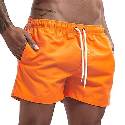 Swim Shorts for Men Quick Dry Orange Swimsuit - Tophatter Daily Deals