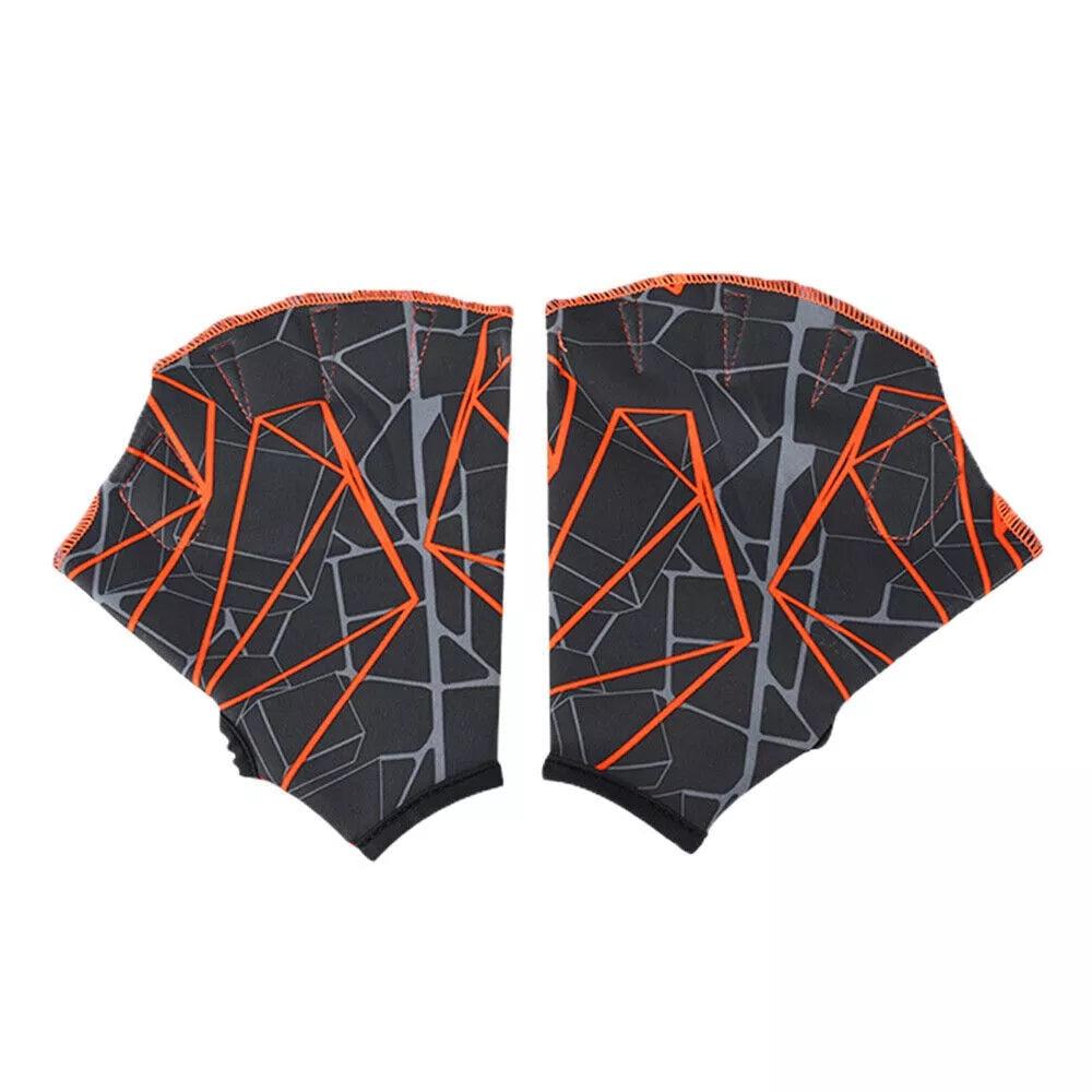 Swimming Hand Paddles - 1 Pair Swim Hand Fins Flippers Finger Webbed Gloves Water Sports Gloves Black Swimming - Tophatter Daily Deals