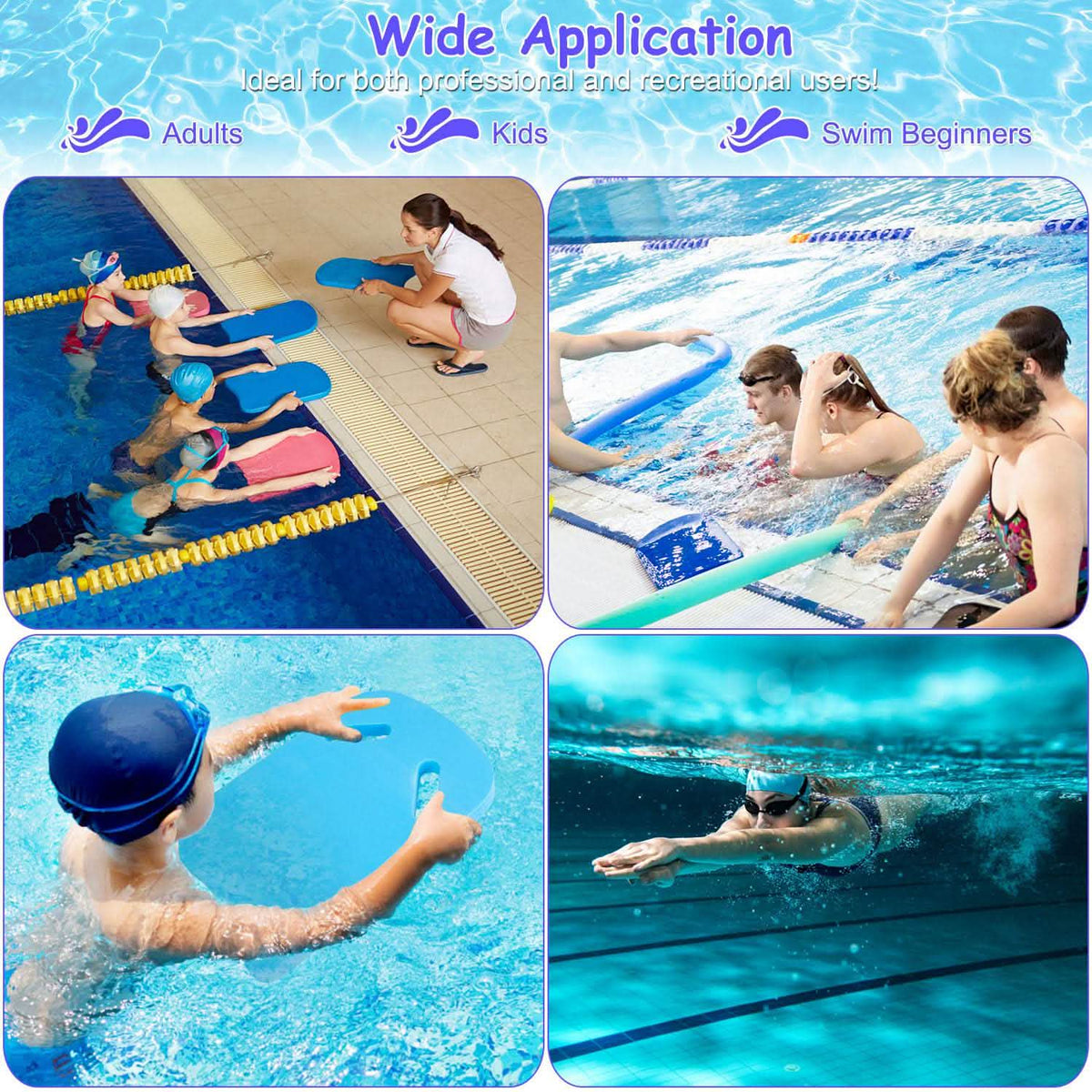 Swimming Kickboard U Design Water Training Board with Integrated Hole Handle Outdoor Recreation - Tophatter Daily Deals