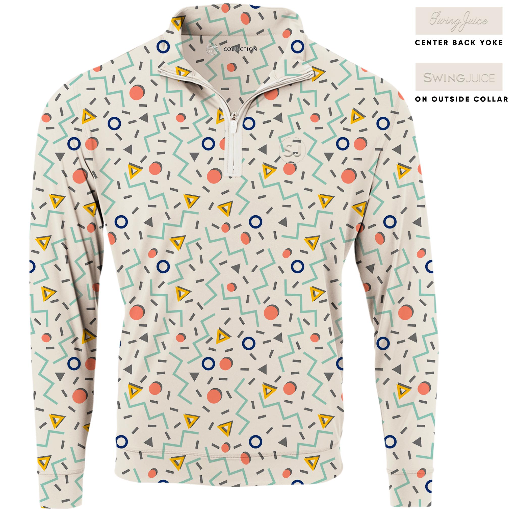 SwingJuice Golf Fresh Prints Men's Quarter Zip Ivory Half Zip & Quarter Zip - Tophatter Daily Deals