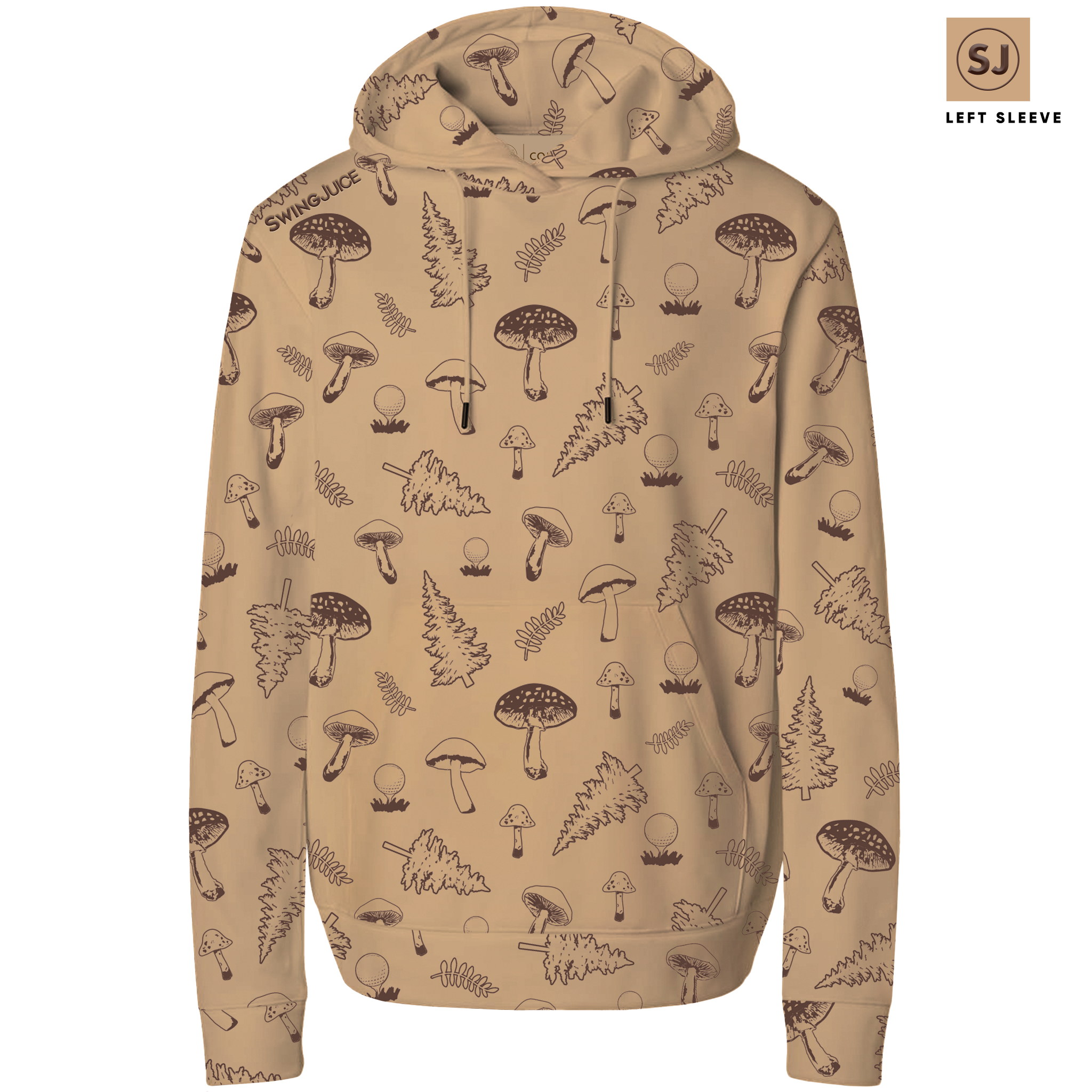 SwingJuice Golf Mushrooms Men's Performance Hoodie Tan Hoodie - Tophatter Daily Deals