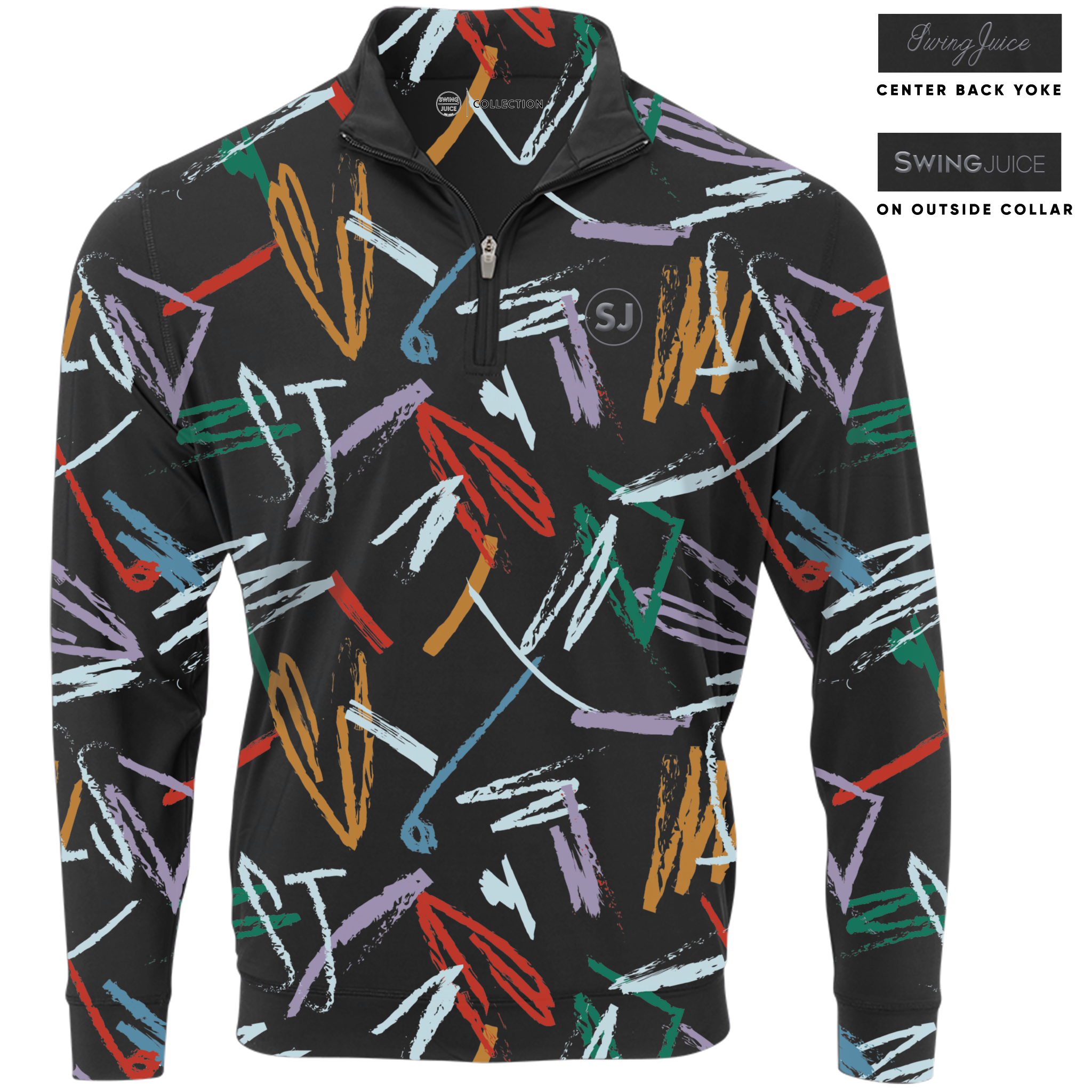 SwingJuice Golf Strokes Men's Quarter Zip Black Half Zip & Quarter Zip - Tophatter Daily Deals
