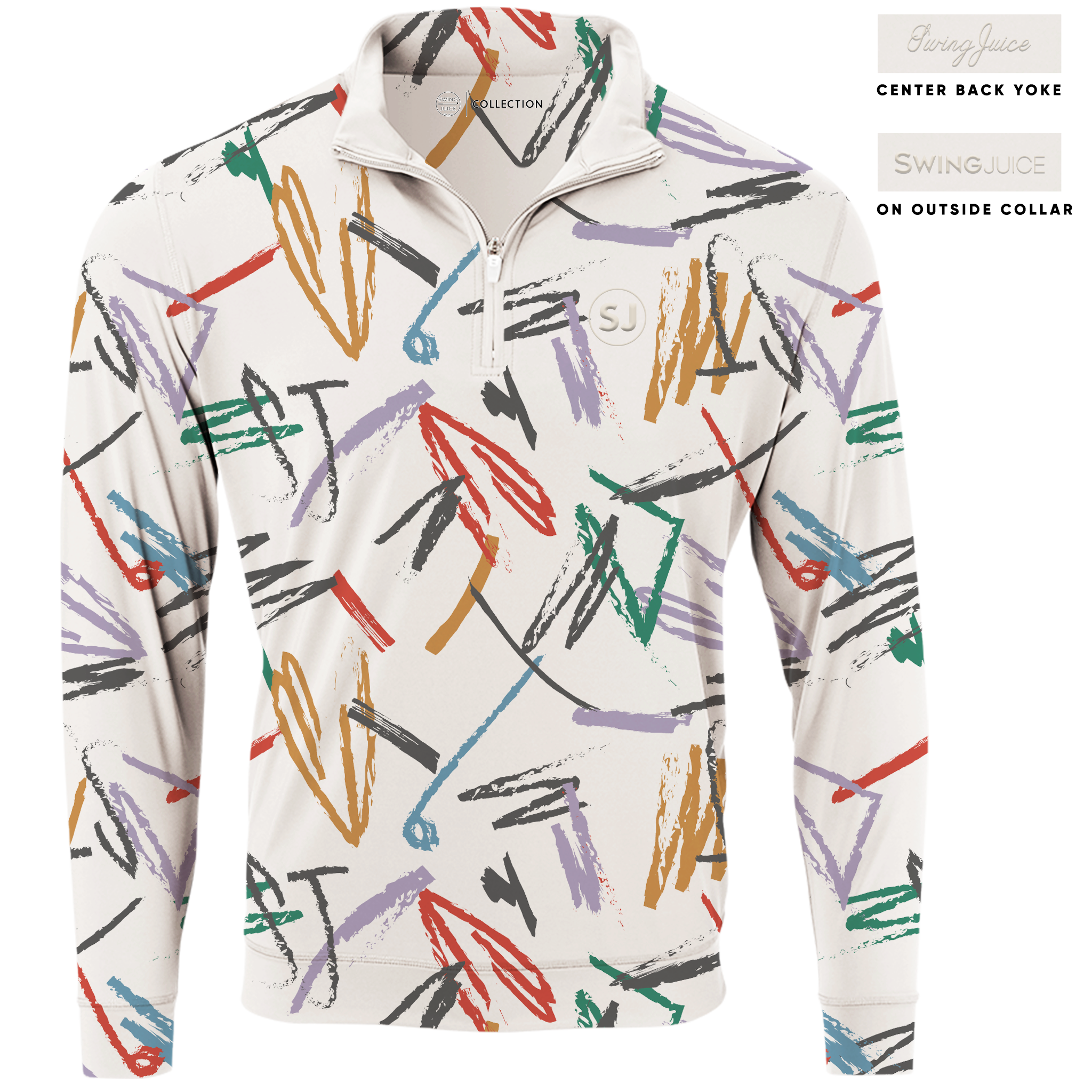 SwingJuice Golf Strokes Men's Quarter Zip Ivory Half Zip & Quarter Zip - Tophatter Daily Deals