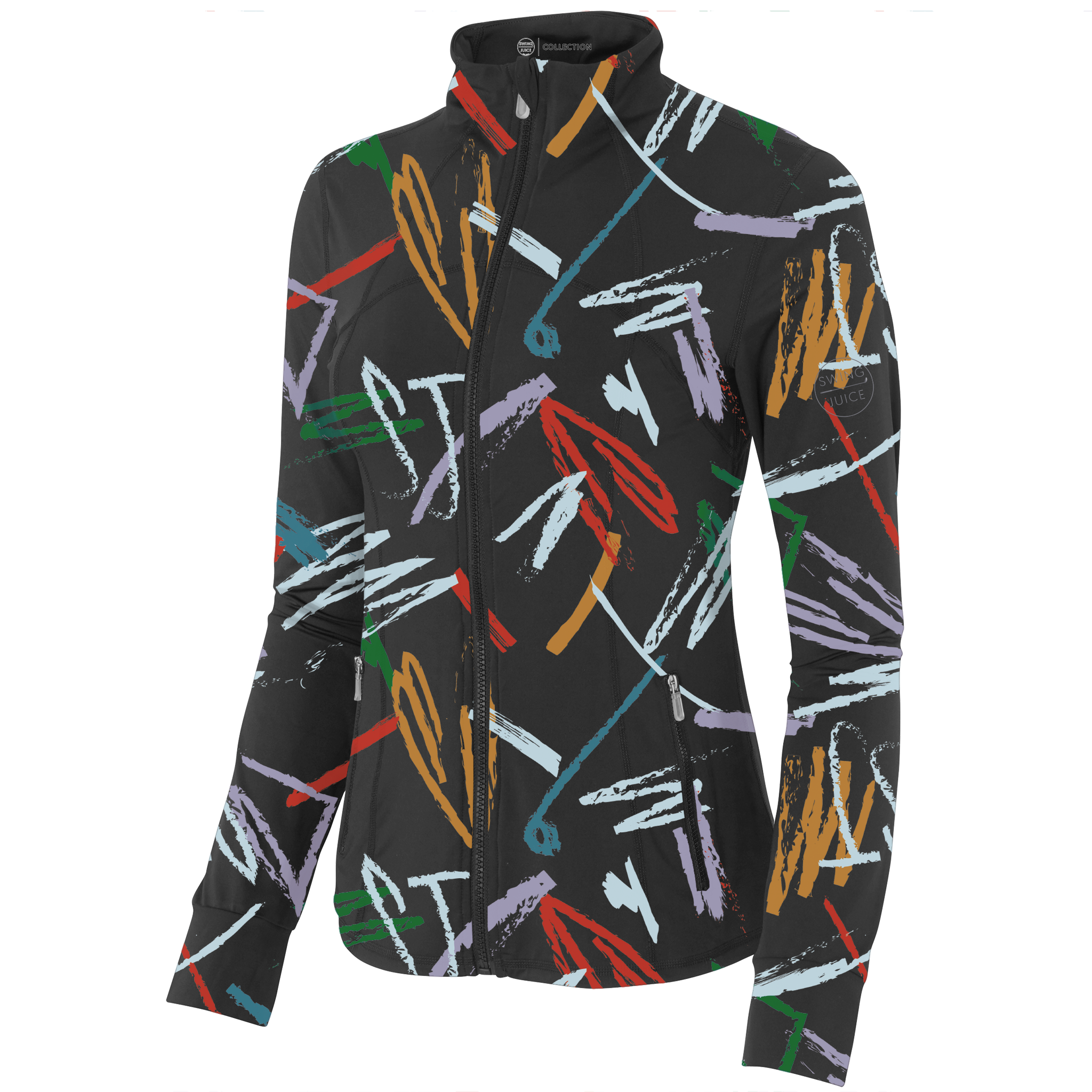 SwingJuice Golf Strokes Women's Full Zip Black Jacket - Tophatter Daily Deals