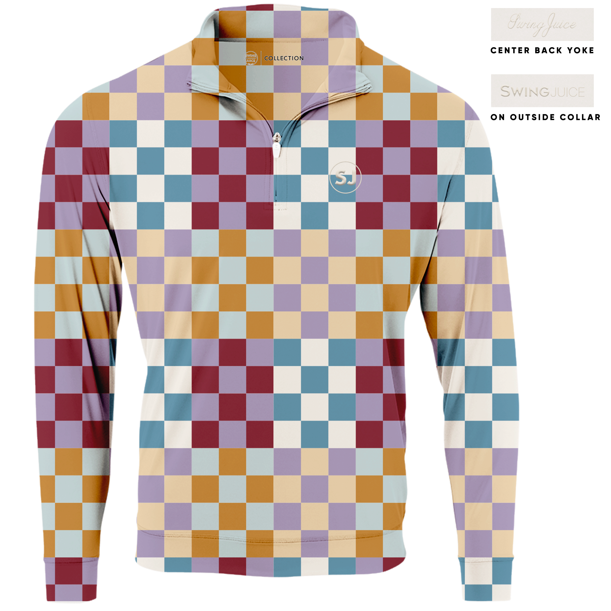 SwingJuice Golf Multi Checker Men's Quarter Zip Multi Half Zip & Quarter Zip - Tophatter Daily Deals