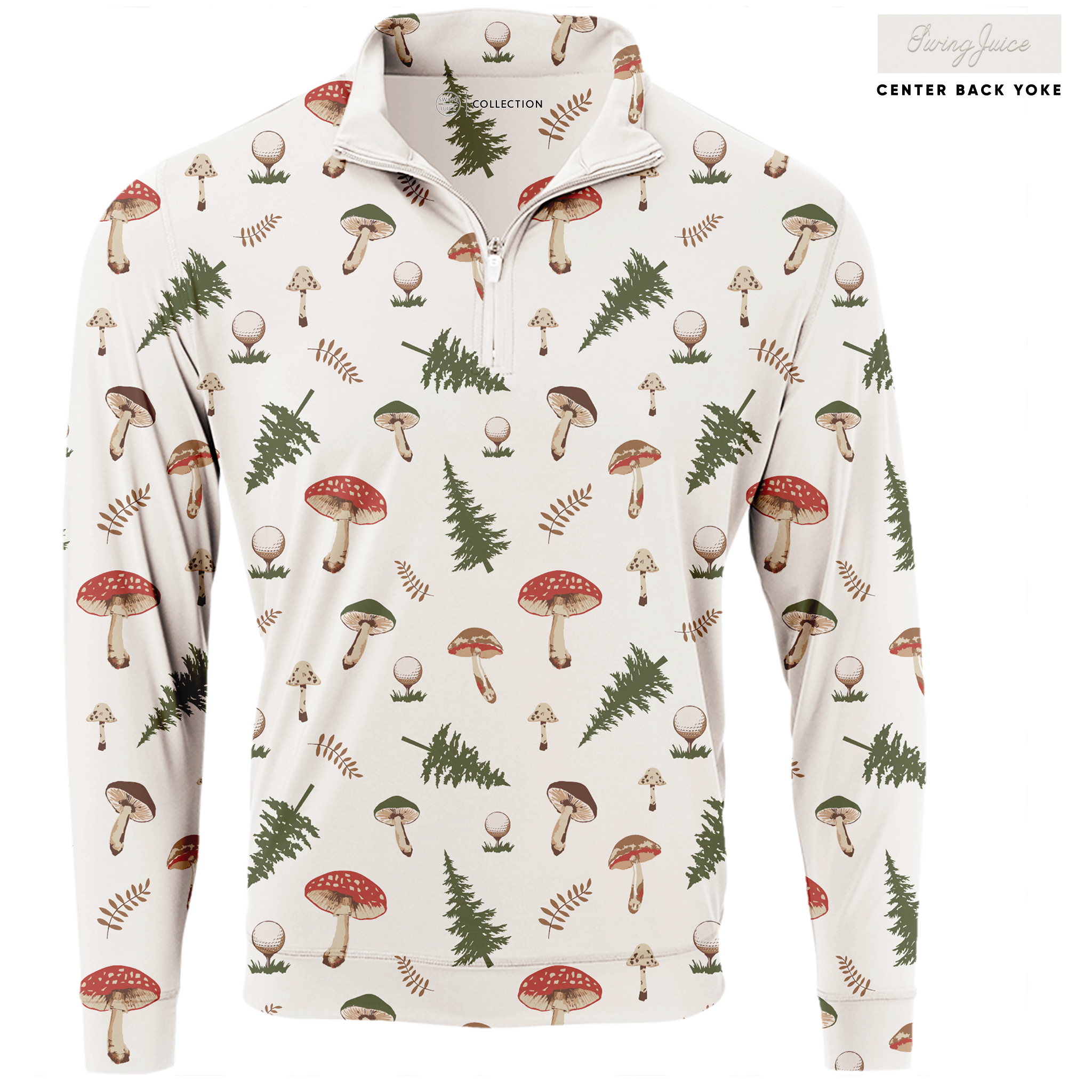 SwingJuice Golf Mushrooms Men's Quarter Zip Ivory Half Zip & Quarter Zip - Tophatter Daily Deals