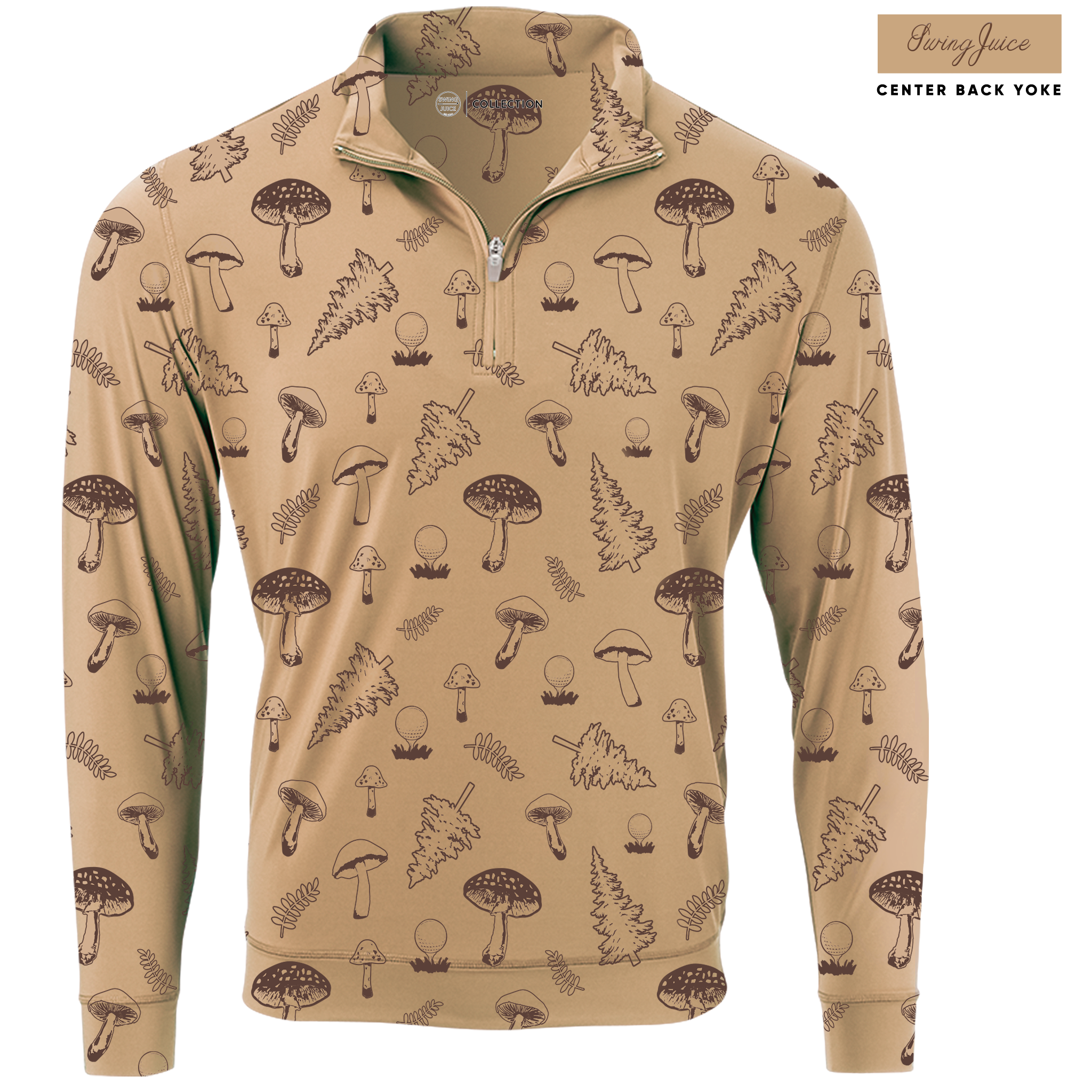 SwingJuice Golf Mushrooms Men's Quarter Zip Tan Half Zip & Quarter Zip - Tophatter Daily Deals