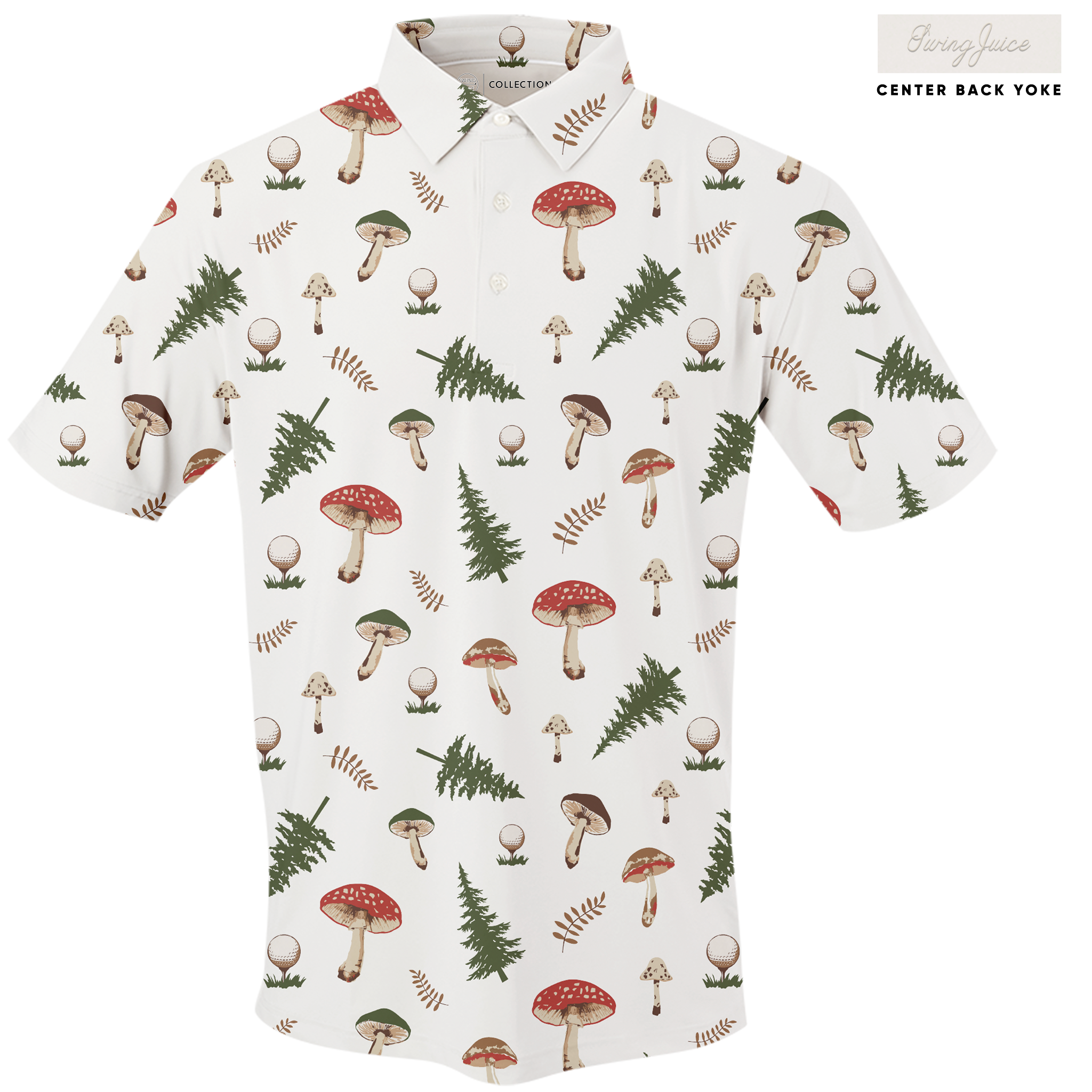 SwingJuice Golf Mushrooms Men's Polo Ivory Polos - Tophatter Daily Deals