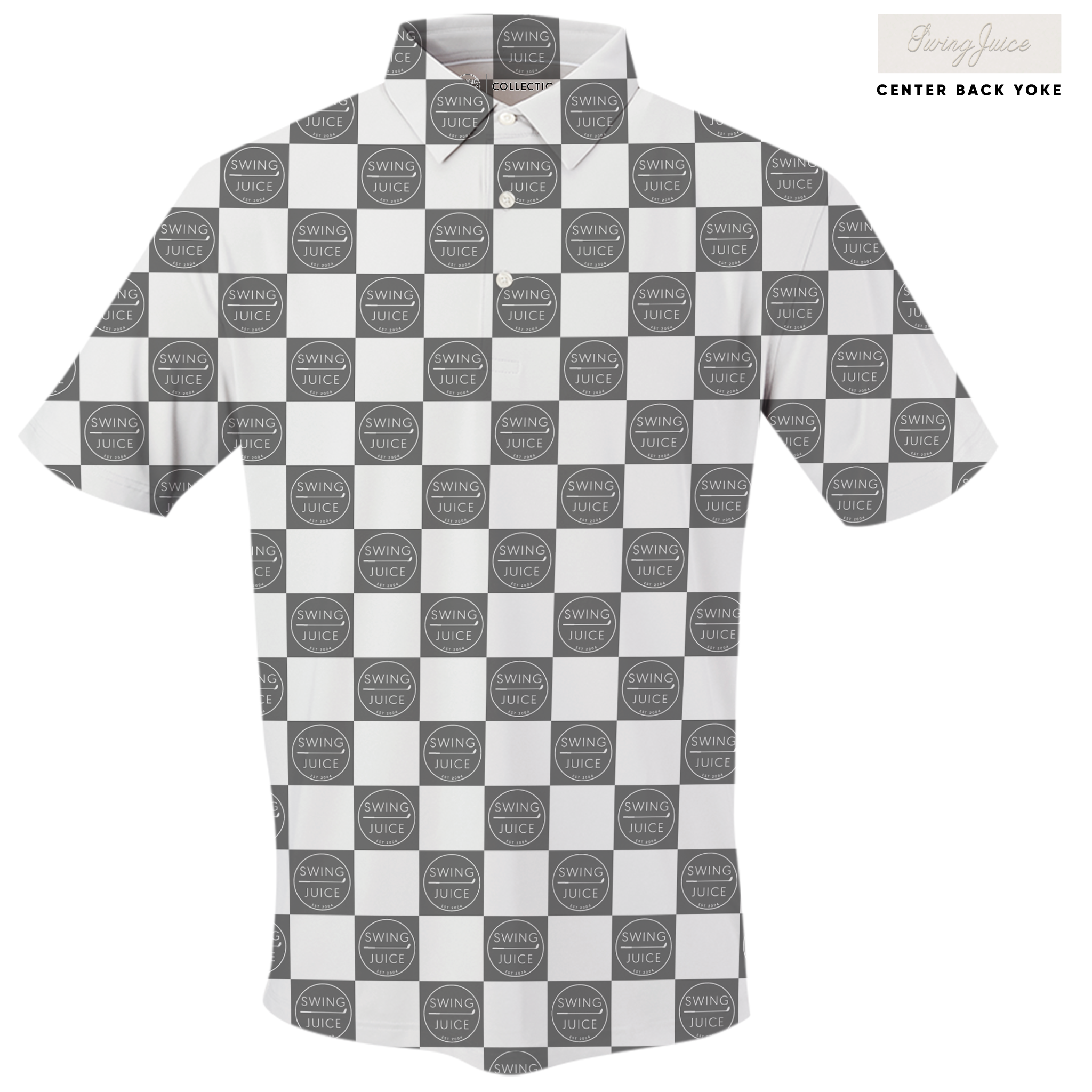 SwingJuice Golf SJ Checkerboard Men's Polo CoolGrey Polos - Tophatter Daily Deals