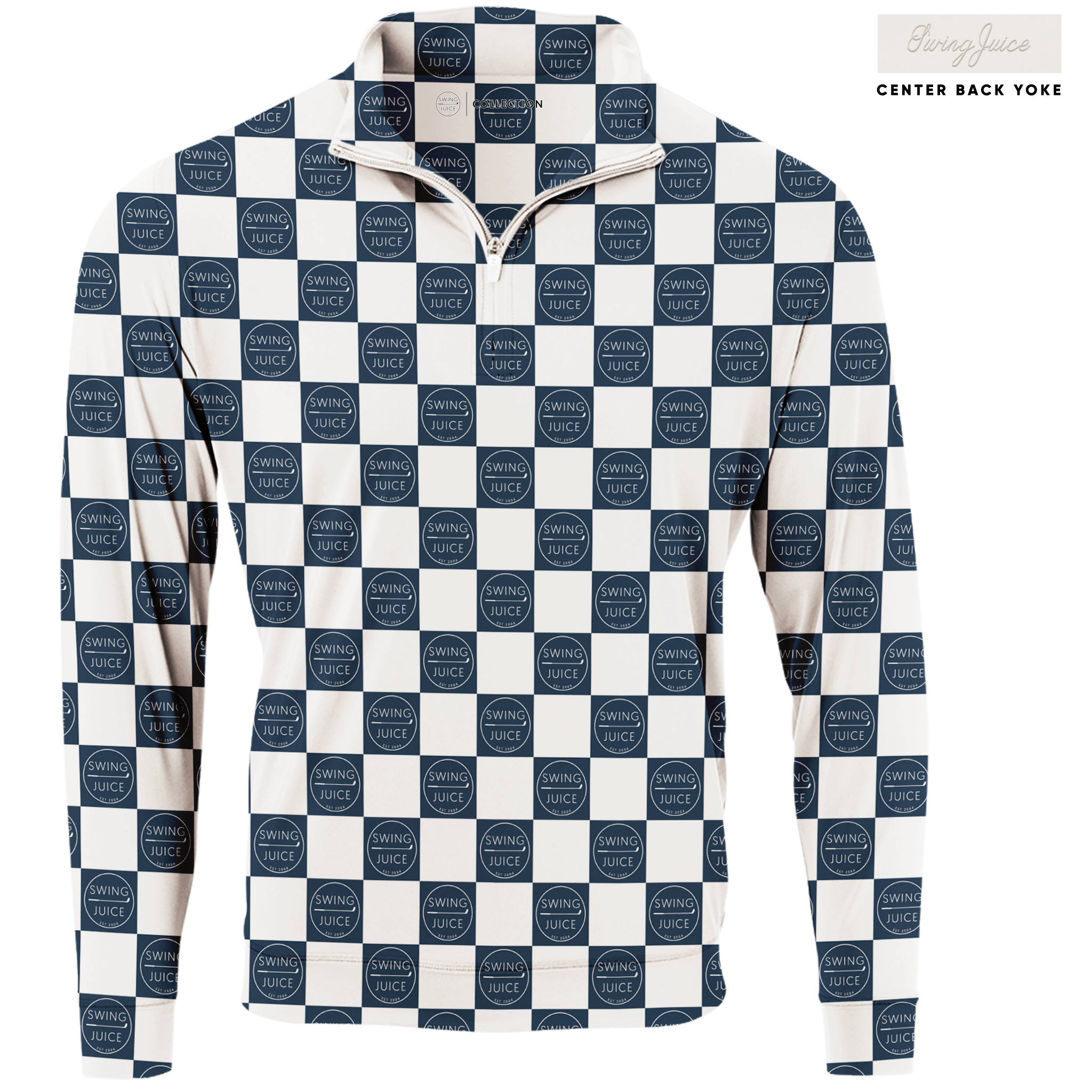 SwingJuice Golf SJ Checkerboard Men's Quarter Zip Navy Half Zip & Quarter Zip - Tophatter Daily Deals